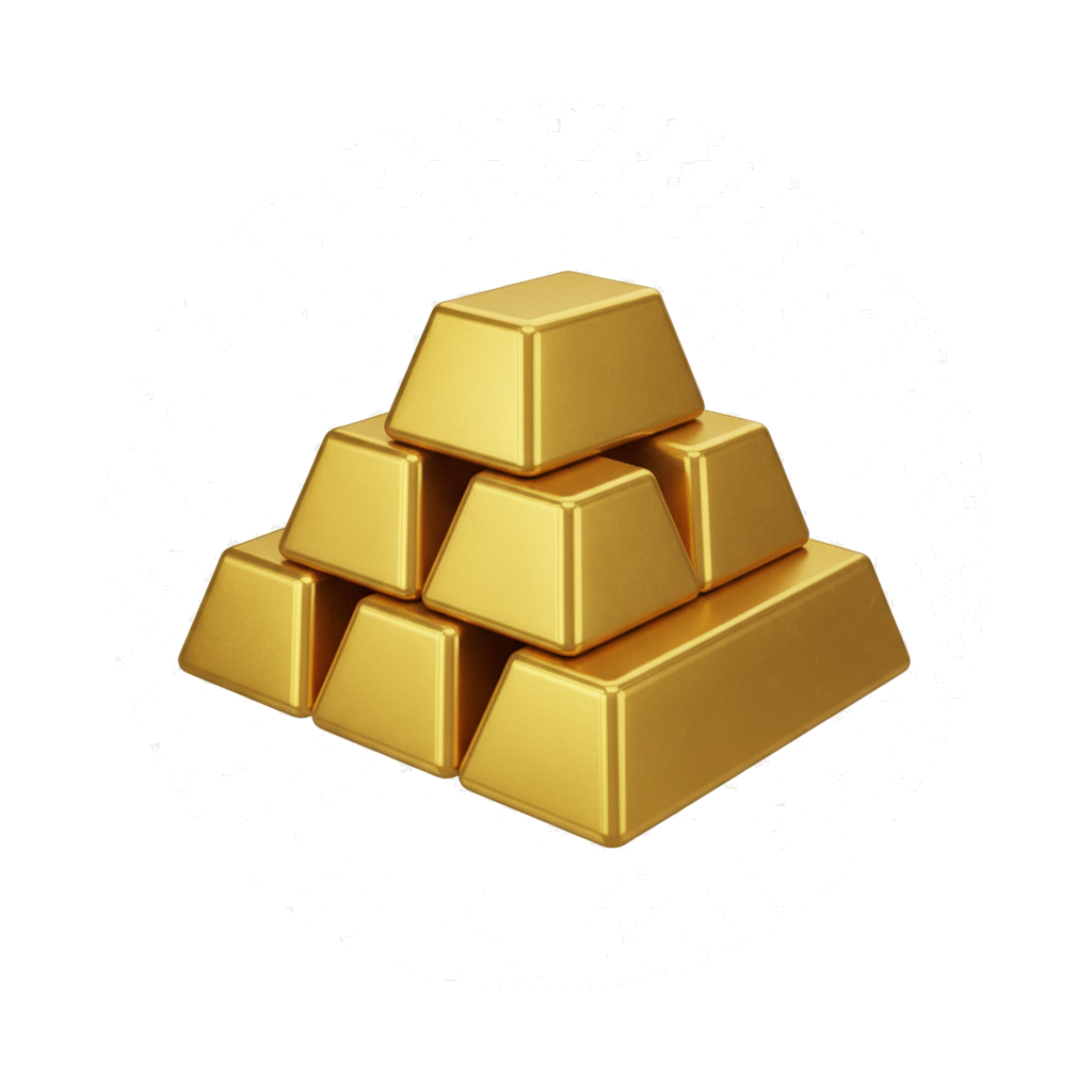 stack of gold bullion bars icon — Finance & Commerce — Skeuomorph 12