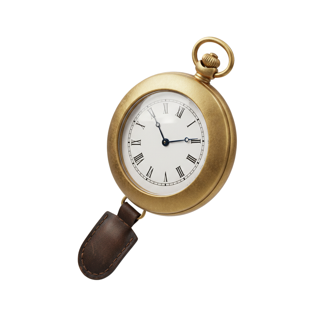 brass pocket watch icon — Finance & Commerce — Skeuomorph 12