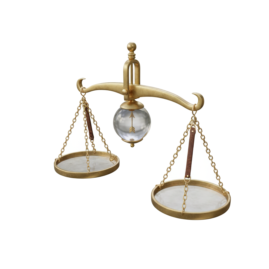 brass balance scale icon — Finance & Commerce — Skeuomorph 12