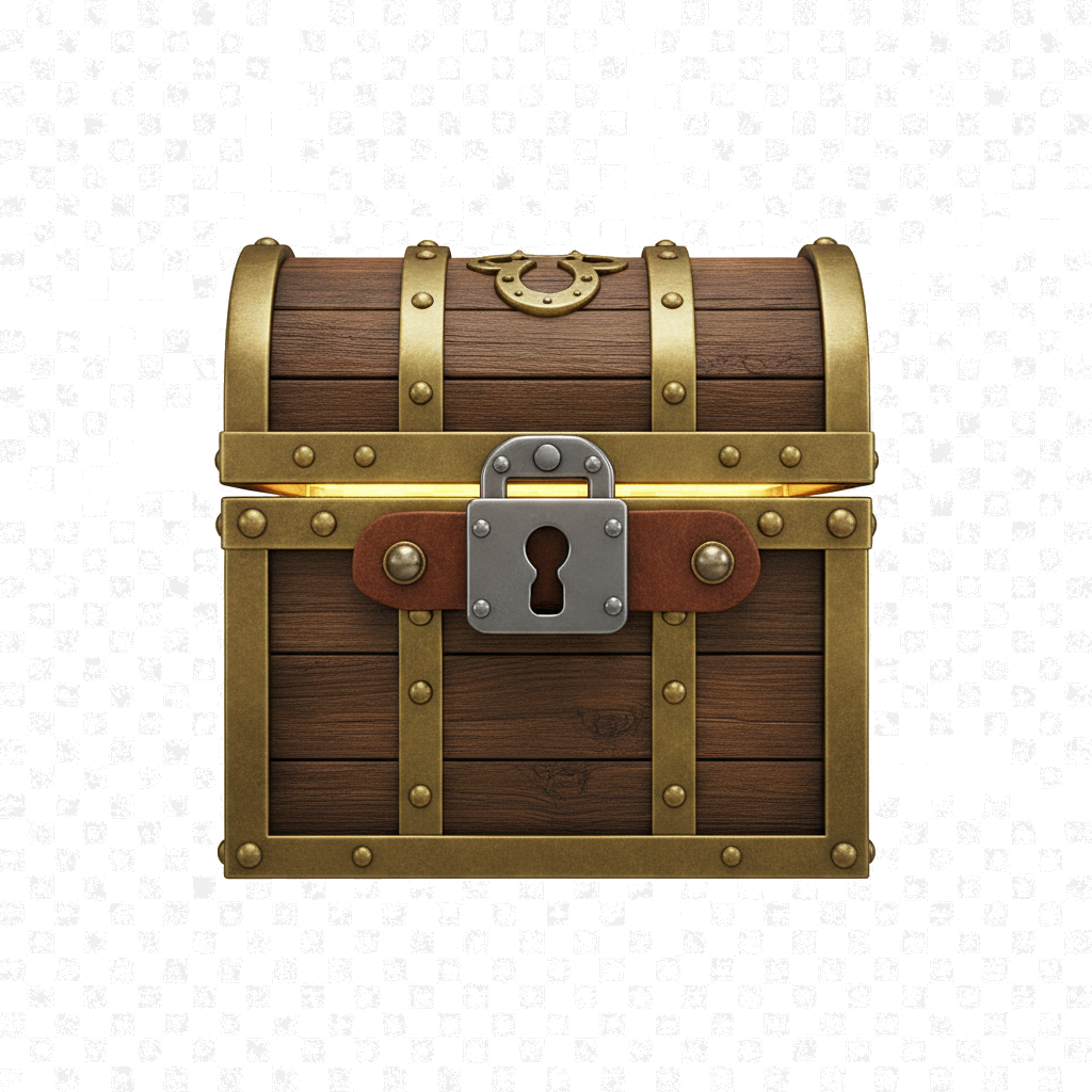 wooden treasure chest icon — Finance & Commerce — Skeuomorph 12