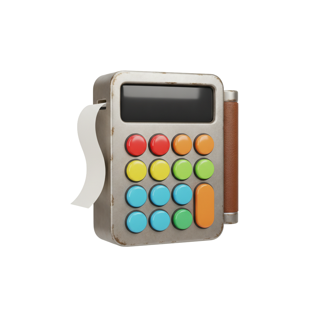 retro desk calculator icon — Finance & Commerce — Skeuomorph 12